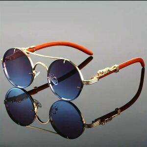 Unisex Bold Gold and Blue Sunglasses